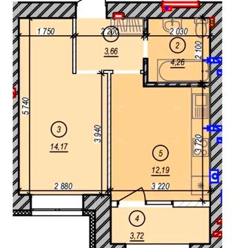 1-кімнатна квартира 37,97 м² у ЖК «Молодість»