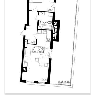 Продаж квартири з терасою 65,88м² ЖК ОБУХІВСЬКИЙ КЛЮЧ