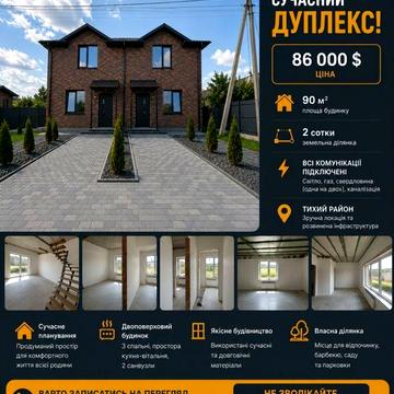 Продається сучасний дуплекс на Вінницьких Хуторах БЕЗ КОМІСІЇ