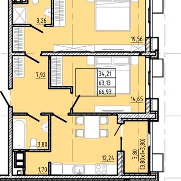 2-к квартира 67 м² на 6 ст. Фонтану в елітному новобудові. Перший внесок 23000$, розтермінування на 1 рік, дві спальні