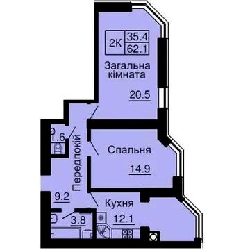 2к кв. в готовому будинку ЖК «Софія Резиденс» 62.1 м кв , Єоселя ЖК Софія резиденс
