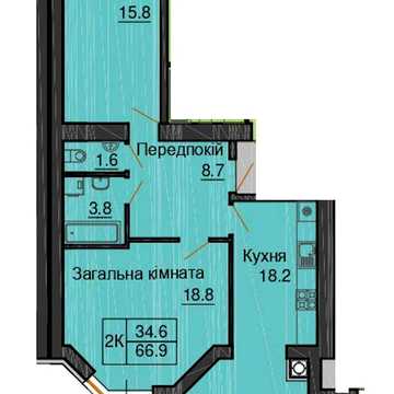 2-кімнатна квартира 66.9 м2 ЖК Софія клубний, від забудовника, Єоселя ЖК Софія Клубний