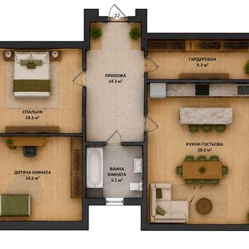 ЦЕНТР! Продам 90 кв.м 2 кімн.кв по вул. Полуботка Пушкіна Art House ЖК Art House