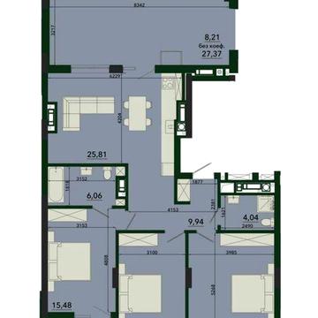 3-кім. квартира 108.8 м² з балконом і лоджією | ЖК SVOЇ PLUS ЖК SVOЇ PLUS