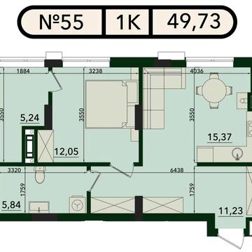 Видова 1-кім. квартира 49.7 м² з лоджією | ЖК SVOЇ PLUS ЖК SVOЇ PLUS