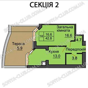 ‼️Продаж 1-кім квартири з великою терасою в ЖК Софія Клубний Резиденція