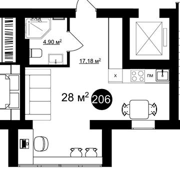 Продаж 28 м2, апартаменти-студія в комплексі "HARMONY" ЖК Гармонія