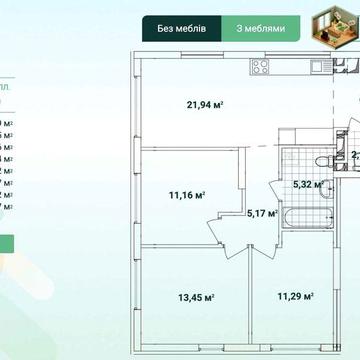 Продаж 3-кімнатної квартири в ЖК «Варшавський 3» (буд. 10.8) ЖК «Варшавський 3»
