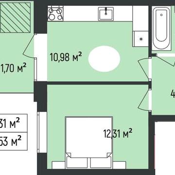 1-кімнатна квартира 33,53 м² Ірпінь