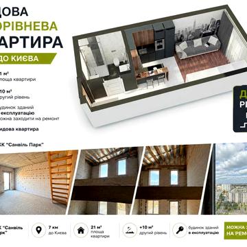 ‼️Найдешевша квартира 21м2 + (10м2 другий рівень) ВИДОВА КВАРТИРА