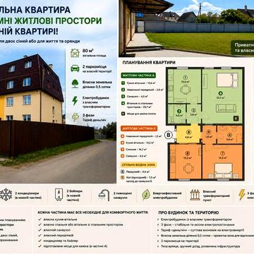 Унікальна квартира 80 м² у Щасливому | Два автономні житлові простори | Власна ділянка | Без комісії  с. Щасливе, Бориспільський район