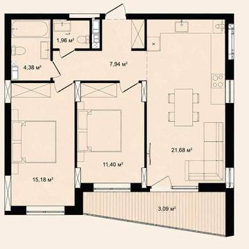 2-кімнатна квартира від забудовника 65,63 м² | ЖК Riviera Residence | Стрий ЖК Riviera Residence