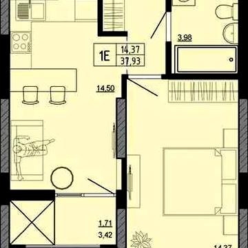 Продаж 1-к квартира 38 м² + ВЛАСНА КЛАДОВКА 2.5 м² у ЖК «Hello House»! ЖК Hello House