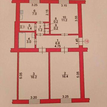 Продам квартиру 3 кімнати Сталінка 63.6 кв.м. Центр міста. Все окремо.