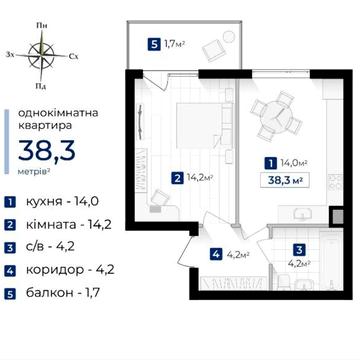 1-кімнатна квартира зручного планування в ЖК Містечко південне_IK ЖК Містечко південне