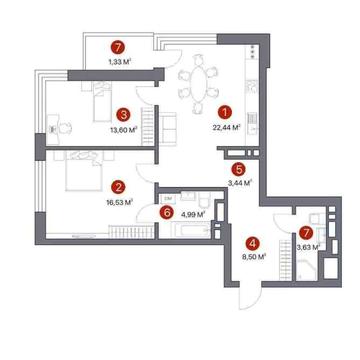 Продам 2к квартиру в ЖК 7Квартал 78,5 кв м  1267,5$/1м Вартість 99 500$ ЖК 7 Квартал