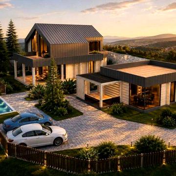 продаж будинку (меблі+техніка) з басейном та гоостьоовим будинком в горах
