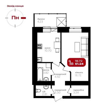 ЖК «Стандарт» — 1-кімнатна 52,26 м² | Вдале планування | Власник ЖК Стандарт