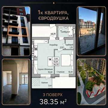 НАЙКРАЩА 1 кімнатна в Ірпені, ЄВРОДВУШКА + гардеробна, 3 поверх є ГАЗ! ЖК БУРГУНДІЯ 3