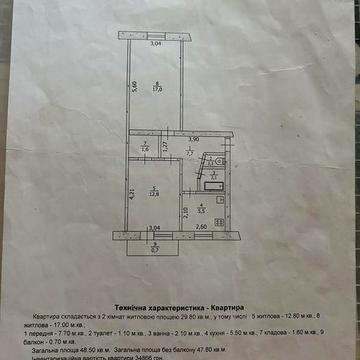 Квартира 2 кімнатна, район 40 років