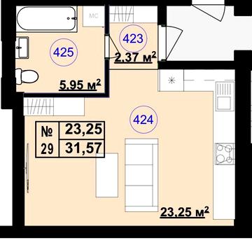 Продаж квартири в Крюківщині | 30,9 м² | $20 085