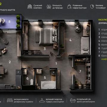 Видова 3-кімнатна квартира бізнес-класу в Manhattan Up, Можливість купити квартиру на Розтермінування Біля міського озера . Державні Програми ЖК Манхетин АП