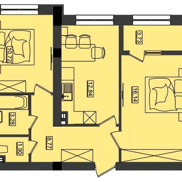 2-х кімнатна квартира біля моря 3 поверх 57.37 м² ЖК "ДІМ У МОРЯ"ПРЕМЬЕР"