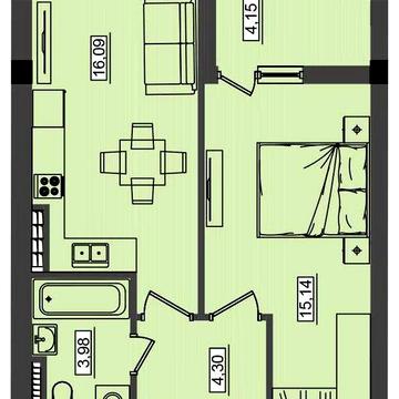 Квартира 40.78 м² на 10 поверсі, місто Южне (Південне) ЖК "ДІМ У МОРЯ"