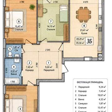 Продаж просторої 3-кімнатної квартири 95,56 м² у ЖК «Петрівський квартал» ЖК Петрівський квартал