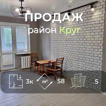 3 кімнатна квартира 58м2 з ремонтом в районі Кругу