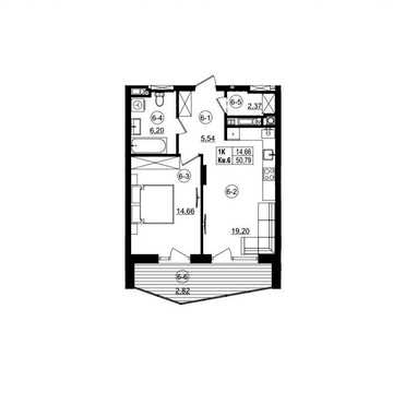 50.79 m2, 1-кім квартира, Riviera Residence, Стрий ЖК Riviera Residence