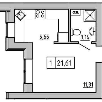 1-КІМНАТНА КВАРТИРА 21,64 м² У ЖК «КЕКС» | ВІД ВЛАСНИКА  Авангард, Одеська область ЖК "КЕКС"