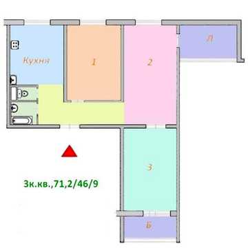 Без комиссии. Центр. Большая 3-к. квартира, пр.Центральный/3 Слободская, 8 этаж, свободна