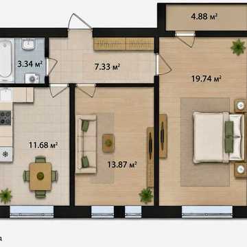 Продаж 2 кімнати Софіївська Борщагівка з газом Без % 60 кв.м