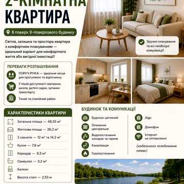 Продається 2-кімнатна квартира