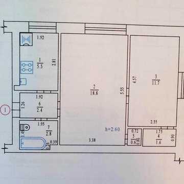 2-кімнатна квартира 43,4 м² у м.Карлівка