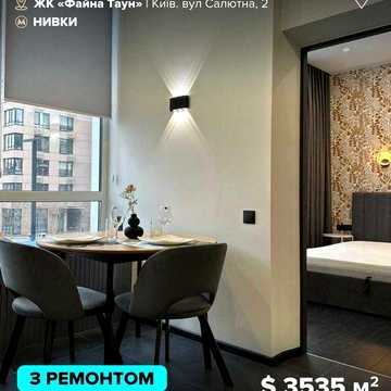 Продаж 1к квартири 34,4 м² з ремонтом у Файна Таун ЖК Файна Таун