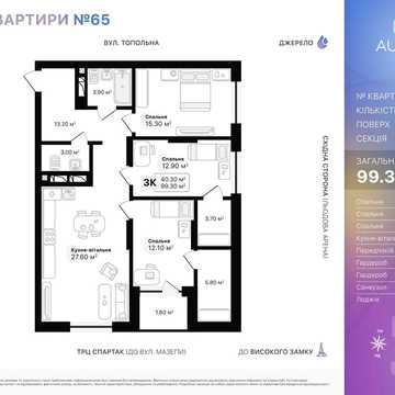 3-кімнатна квартира від забудовника. ЖК Auroom Air