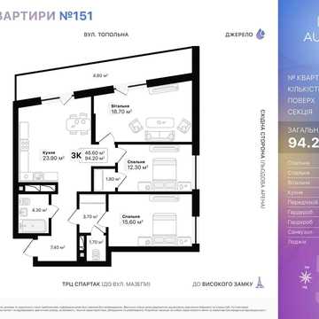 3-кімнатна квартира від забудовника. ЖК Auroom Air