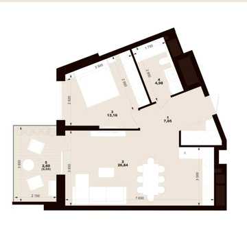 Продаж 1-кімнатної квартири 55.14м.кв.  в ЖК Marvel Hill ЖК Marvel Hill