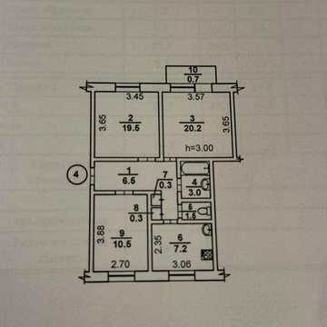 3к сталинка 70 м². Потолки 3м