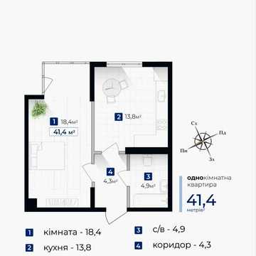 1-кімнатна квартира в районі Брати