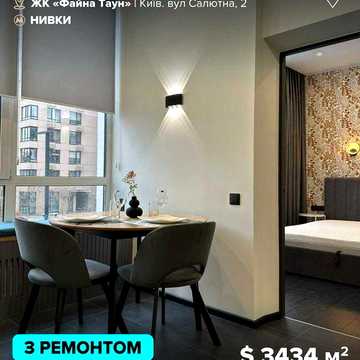 Продаж 1к квартири 34,4 м² з ремонтом у Файна Таун ЖК Файна Таун