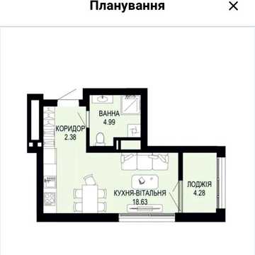1-кімнатна квартира у ЖК Viking Hills.