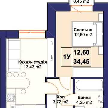 Продаж повноцінної однокімнатної квартири в центрі Бучі, з газом, балконом, в новому будинку.