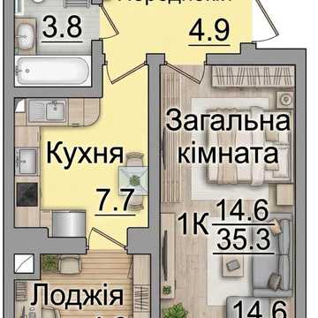 Львівський затишок, 1к 35,3 м2. Зданий, держ програми! ЖК Львівський затишок