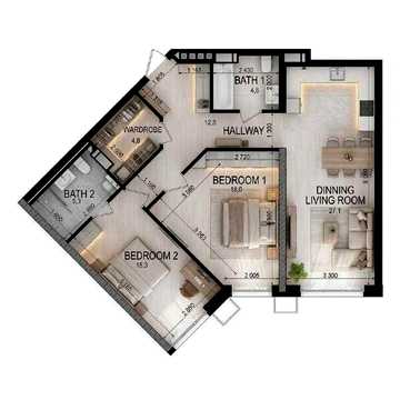 Без %  2-к квартира 87,7 м² у ЖК Русанівська Гавань Зданий будинок ЖК Русанівська Гавань
