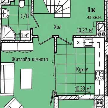 Продаж 1-кімнатної квартири в новобудові, вул. Ковельська 64500 $