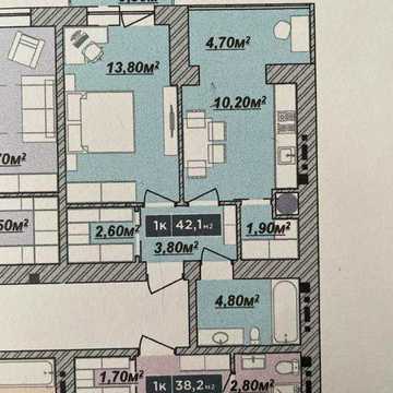 Продаж затишної 1-кімнатної квартири 42,1 м² з гардеробною та балконом ЖК Надрічний