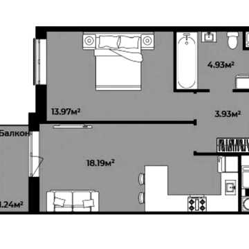 Продаж 1-кімнатної квартири, 44 м2, ЖК Контитент Лайф
